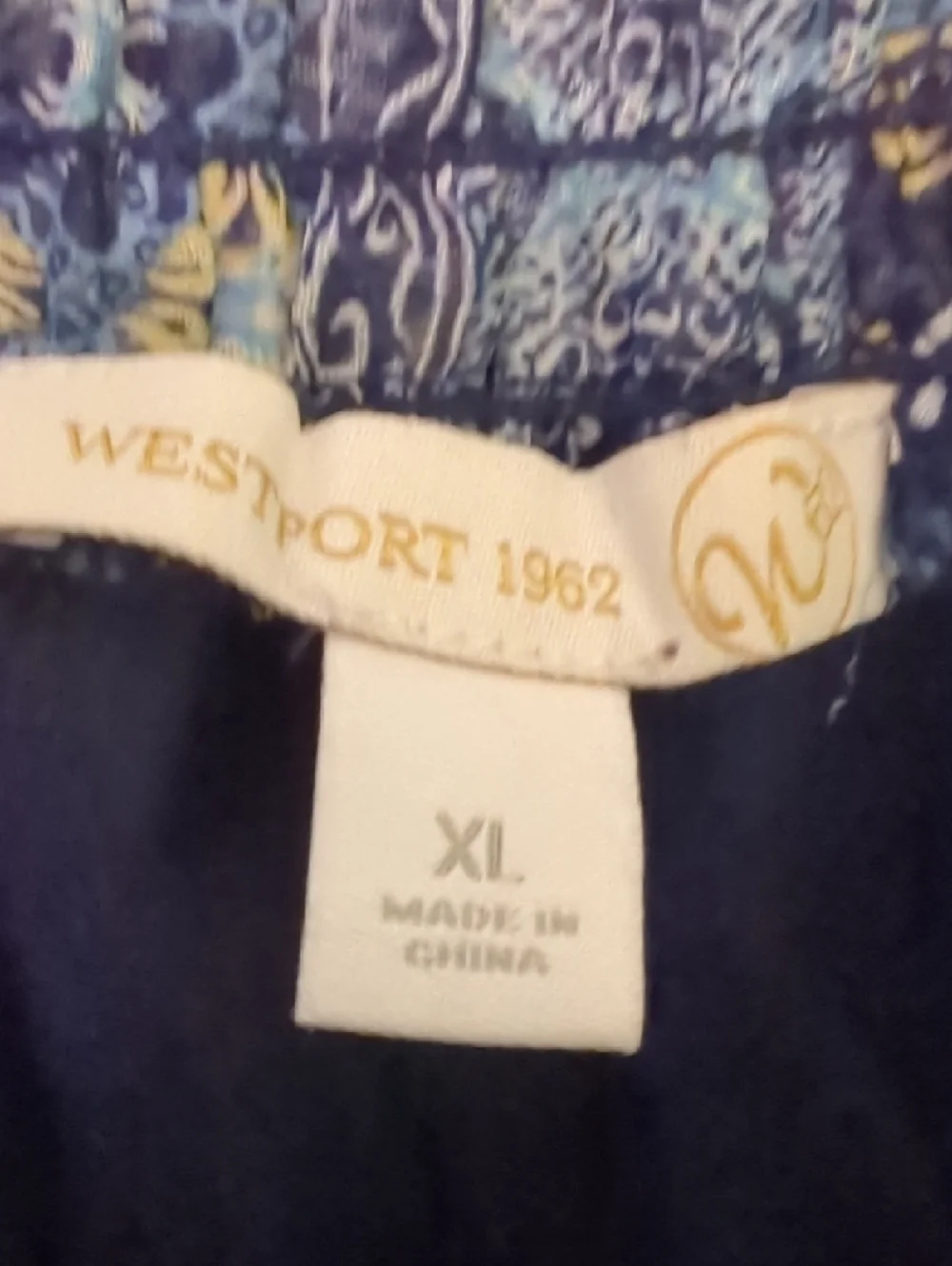 Westport Navy and Cream Patchwork Boho Blouse - Picture 2 of 5
